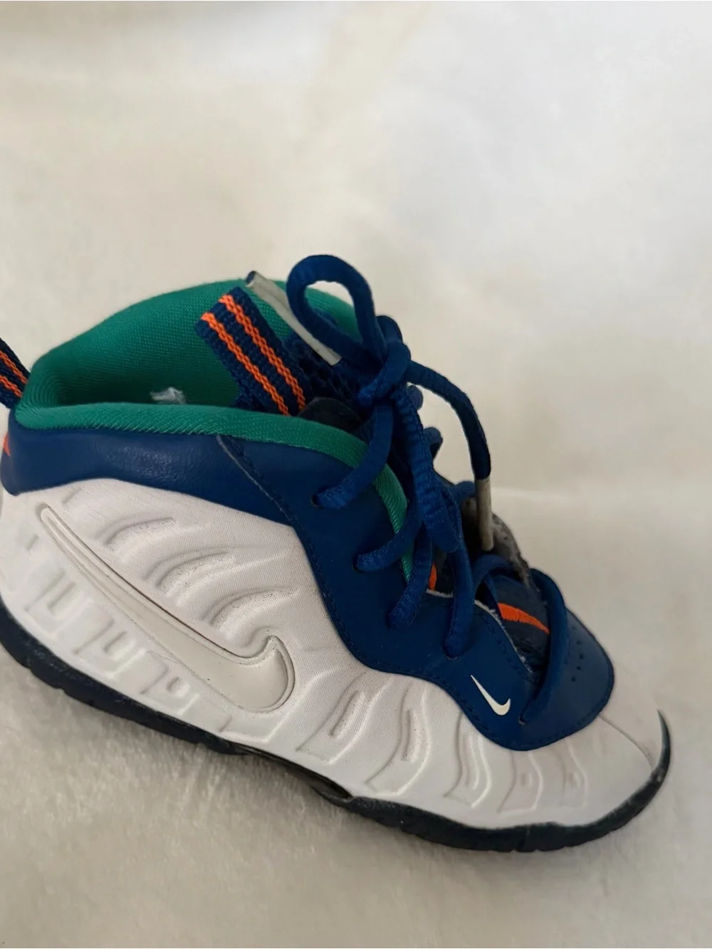 Nike Kids Sneakers - Blue, White & Green with Orange Accents